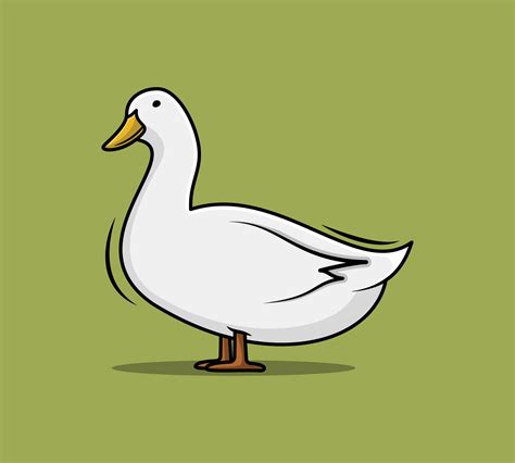 Cute white duck bird character for cartoon vector illustration. Animal nature icon concept ...