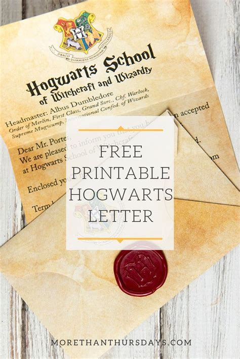 Free Printable Hogwarts Letter