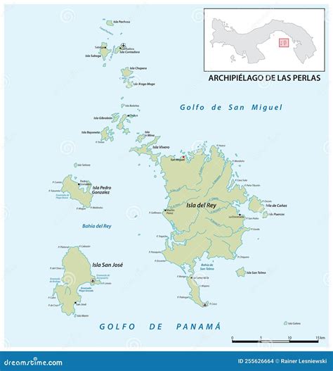 Map of the Panamese Archipelago Pearl Islands in the Gulf of Panama Stock Vector - Illustration ...