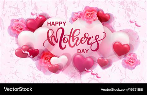 Happy mothers day background with hearts Vector Image