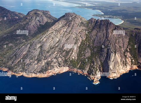 The Hazards, Freycinet National Park, Freycinet Peninsula, Eastern Tasmania, Australia - aerial ...