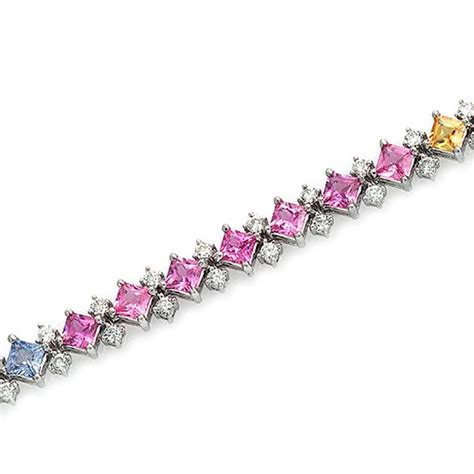 10.41 Carat Multi Gemstones and 2.10 Carat Diamonds 18 Karat White Gold Bracelet For Sale at 1stDibs