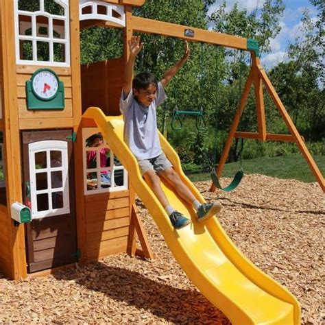 KidKraft Castlewood Wooden Swing Set Playset - Toy Buzz