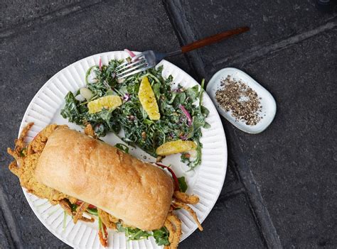 Fried Soft-Shell Crab Sandwich with Arugula-Orange Salad | Edible Columbia