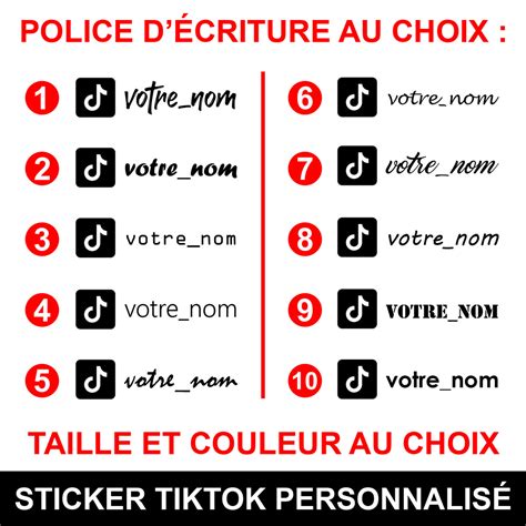 Stickers TikTok personnalisé – Autocollant TikTok police au choix