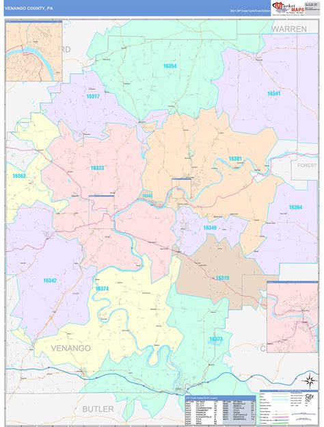 Venango County, PA Wall Map Color Cast Style by MarketMAPS - MapSales.com