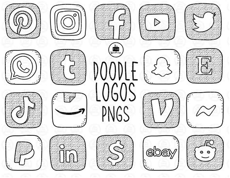 DOODLE LOGOS Lineart Elements 18 png clip art designs | Etsy