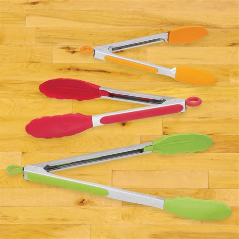 Non-Stick Silicone Kitchen Tongs - Set of 3 | Collections Etc.