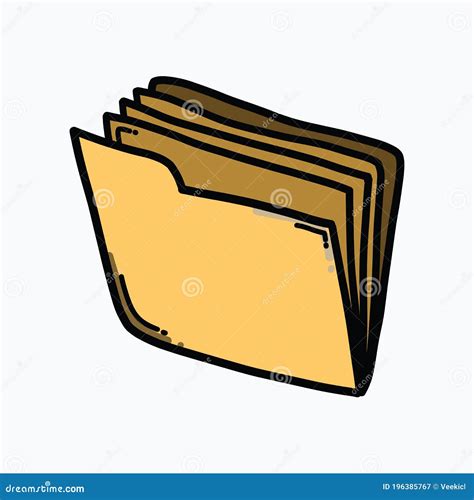 Folder Color Vector Icon. Drawing Sketch Illustration Hand Drawn Line ...