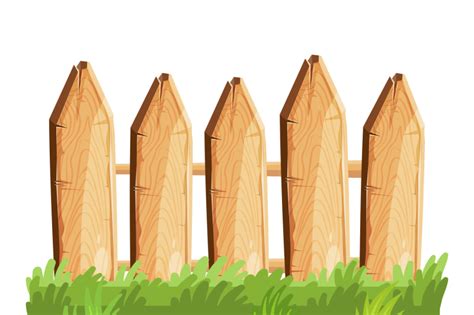 Cartoon rural wooden fence in green grass vector illustration By Microvector | TheHungryJPEG