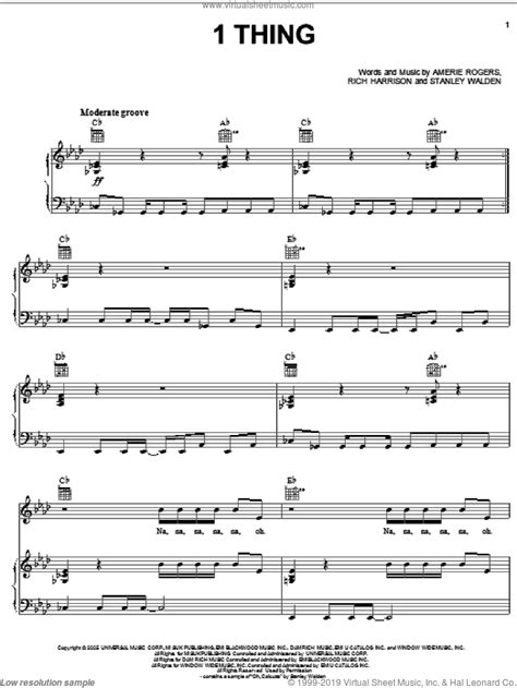 Amerie - 1 Thing sheet music for voice, piano or guitar [PDF]