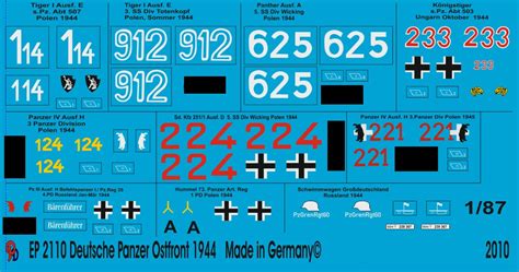 German Tank Markings Russia 1944 Peddinghaus-Decals 2110