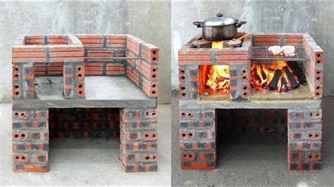 Build a 2-in-1 outdoor wood stove with brick + cement \ DIY wood stove ...