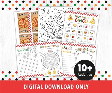 Pizza Game Printables, Pizza Party Family Trivia and Games, Pizza Activity Pack, Pizza Coloring ...