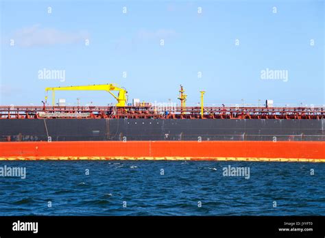 Description manifold on the deck of chemical tanker ship Stock Photo ...