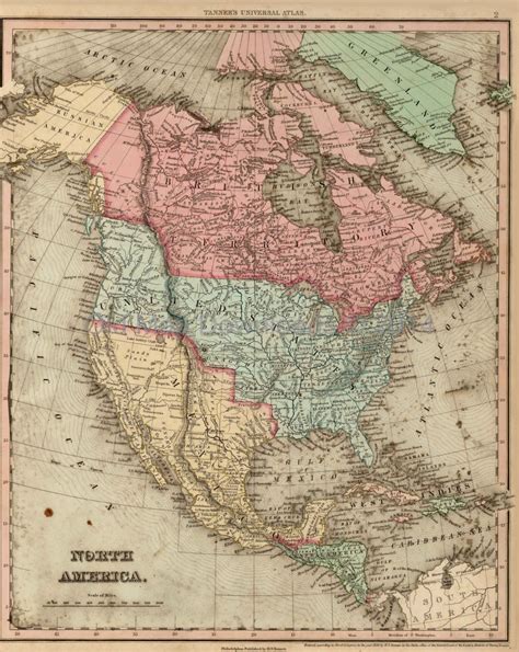 North America Old Map Tanner 1836 JPEG Digital Image Scan