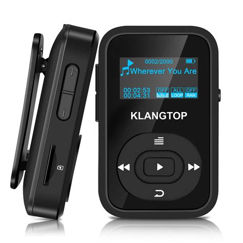 Bluetooth MP3 Player 8GB KLANGTOP Digital Clip Music Player with FM Radio Voice Record Function ...