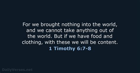 February 26, 2021 - Bible verse of the day (ESV) - 1 Timothy 6:7-8 ...