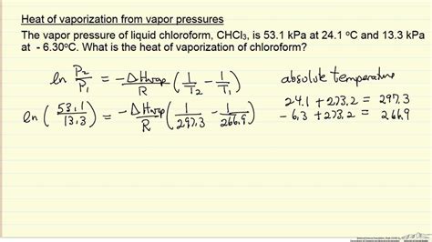 Heat of Vaporization from Vapor Pressure (Example) - YouTube