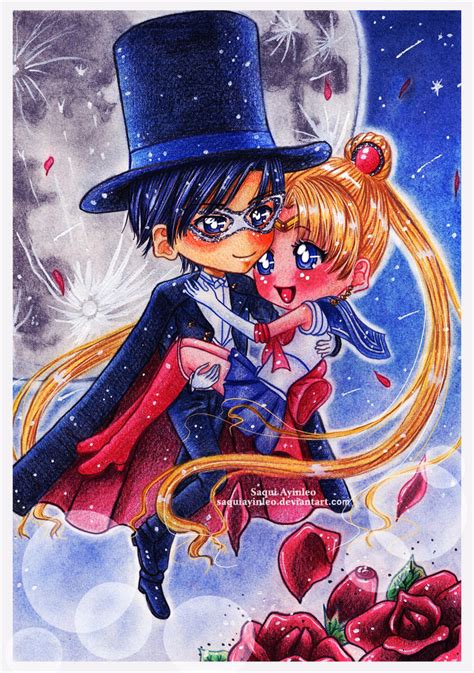 Sailor Moon and Tuxedo Mask by Sayaka-ssi