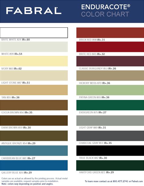 Metal Roof Color Chart