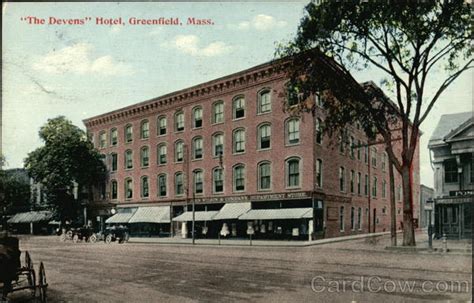 "The Devens" Hotel Greenfield, MA Postcard