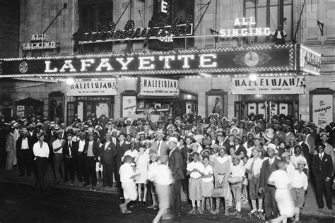 Harlem Audiences gather outside the Lafayette Theater during a performance of Hallelujah, 1929 ...