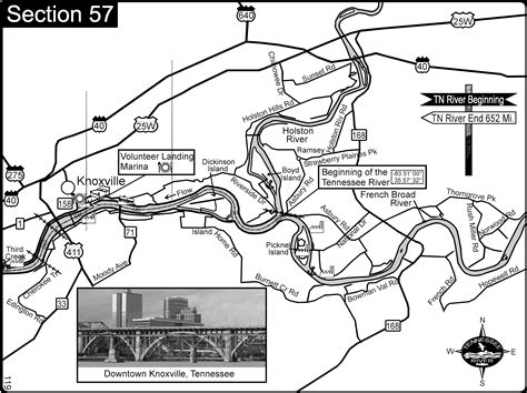 Knoxville TN Tennessee River-Holston River-French Broad River Map ...