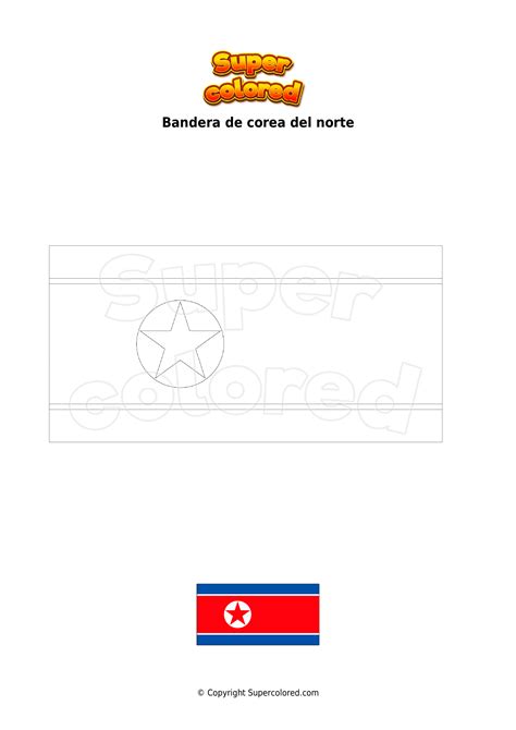 Dibujo para colorear Bandera de corea del norte - Supercolored.com