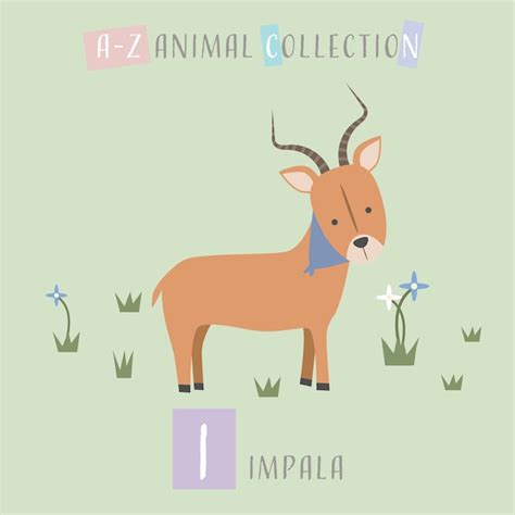 Premium Vector | Cute impala cartoon doodle animal alphabet i