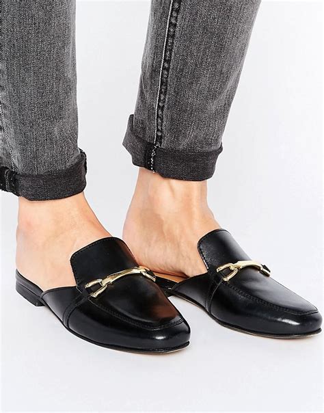 Asos Movie Leather Mule Loafers in Black | Lyst