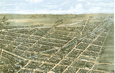 Dayton, Ohio in 1870 - Bird's Eye View Map, Aerial, Panorama map ...