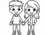 Adorable Boy And Girl Coloring Page  Coloring sketch template