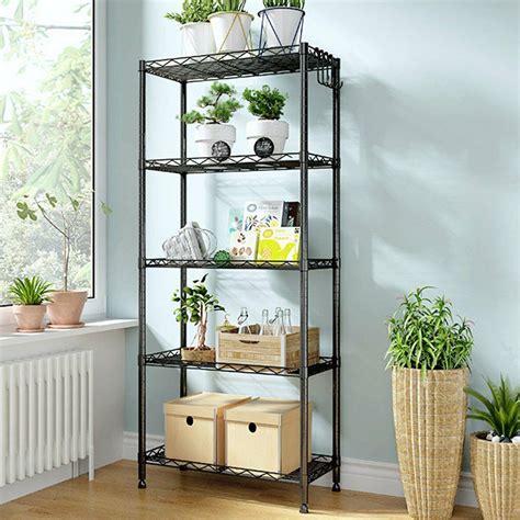 5 Tier Layer Shelf Adjustable Wire Metal Shelving Rack Garage Storage ...