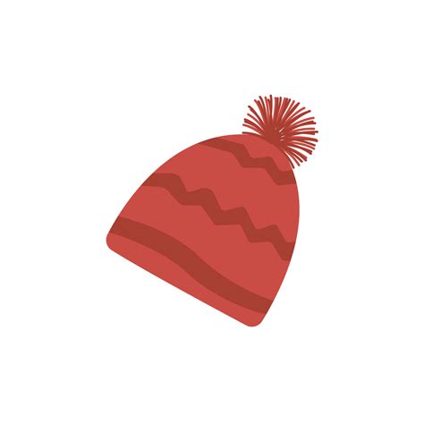 Warm winter red hat with pompom. Flat vector isolated 15600364 Vector Art at Vecteezy