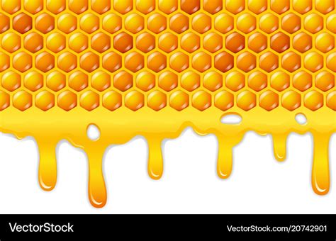 Cartoon honeycomb with honey dripping Royalty Free Vector