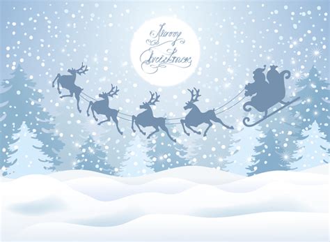 Santa Claus and reindeer with christmas background vector free download