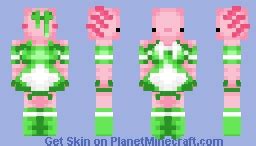 Axolotl In Green Maid Dress Minecraft Skin