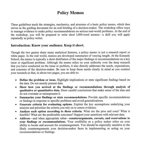 FREE 10+ Sample Policy Memos in MS Word | PDF | Google Docs