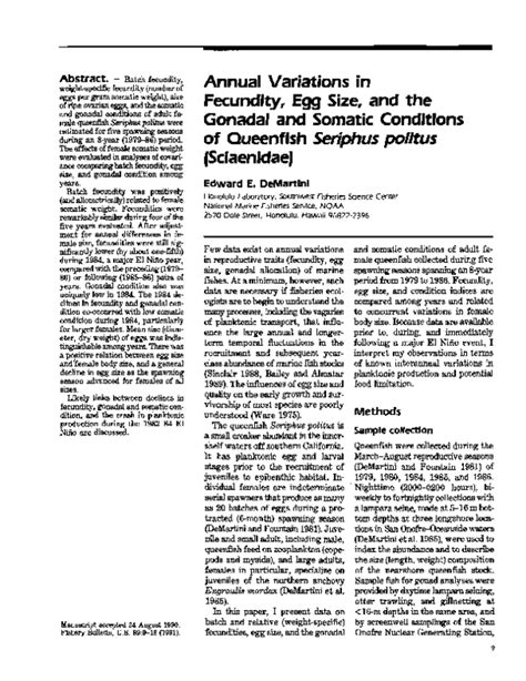 (PDF) Annual Variations in Fecundity, Egg Size, and the Gonadal and ...