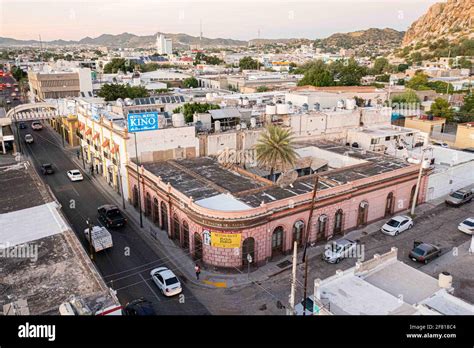 Aerial view of the old building in downtown Hermosillo, Sonora Mexico ...