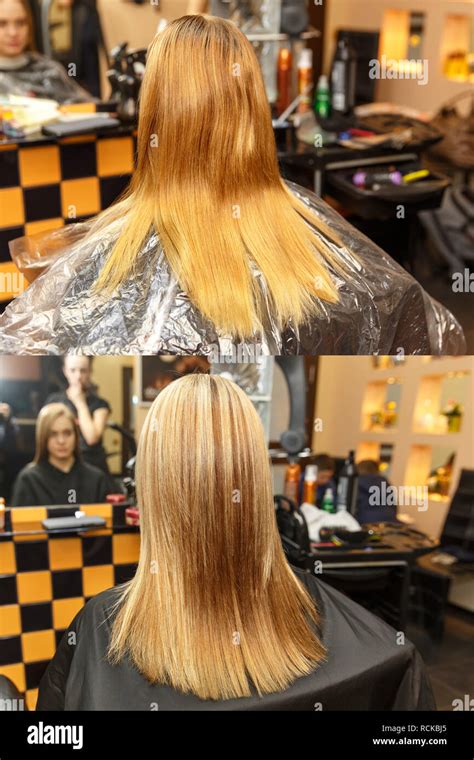 Hair color before and after hi-res stock photography and images - Alamy