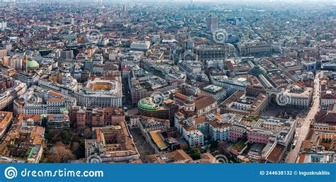 Aerial View of Piazza Duomo in Front of the Gothic Cathedral in the ...