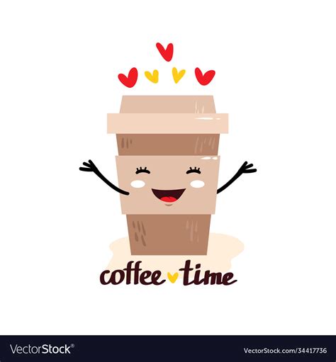 Cute kawaii coffee cup Royalty Free Vector Image