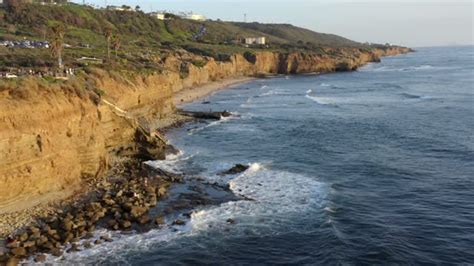 Aerial footage of Sunset at Sunset Cliffs Natural Park in Point Loma ...