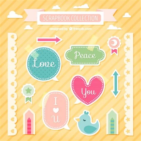 Free Vector | Collection of cute labels and borders for scrapbooking