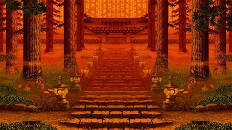 HD wallpaper: temple wallpaper, digital art, pixel art, pixelated ...