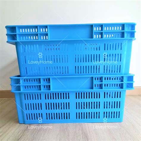 Stackable Industrial Basket Tray Heavy Duty Plastic Crate Rectangular Container Vegetable Bakery ...