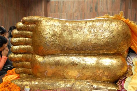 Buddha Gold Statue at the Mahaparinirvana Temple Kusinara or Kushinagar Uttar Pradesh India ...