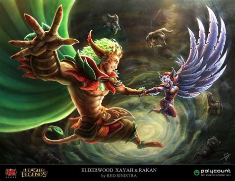 Elderwood Xayah & Rakan (Concept) | Wallpapers & Fan Arts | League Of ...